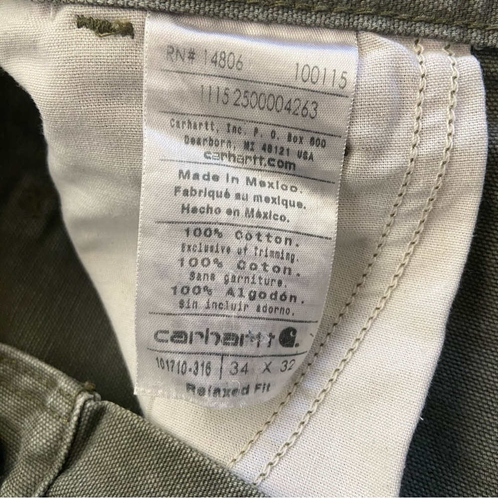 Carhartt Men's Rugged Relaxed Fit Olive Green Cargo Carpenter Pants 34x32 - Picture 5 of 12